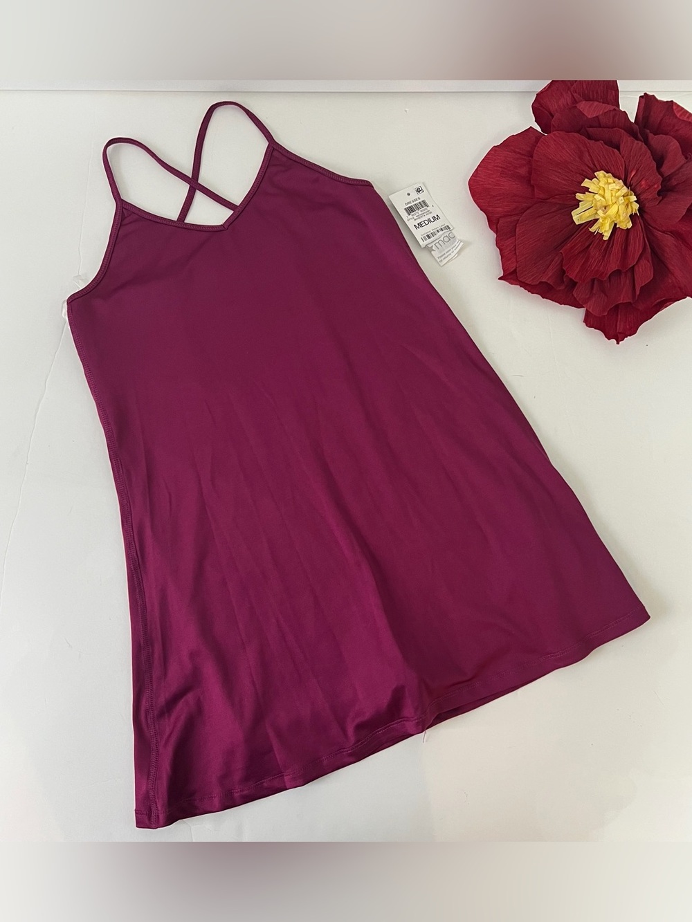 IDEOLOGY Pink Shock -Purple Crossed Straps Sleeveless Athletic Romper Top Size M